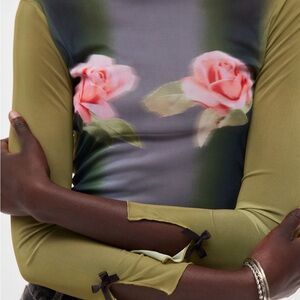 Kimchi Blue Olive and Pink Floral Bodysuit